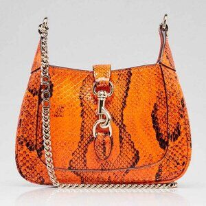 Gucci Orange/Black Python Jackie Notte Mini Chain Bag